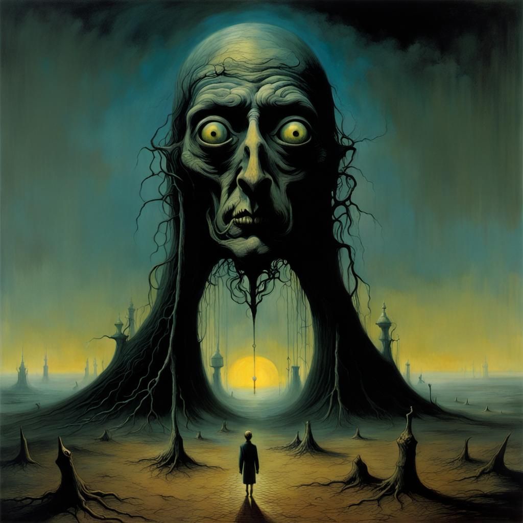 Grimdark Surreal Landscape in Macabre Style