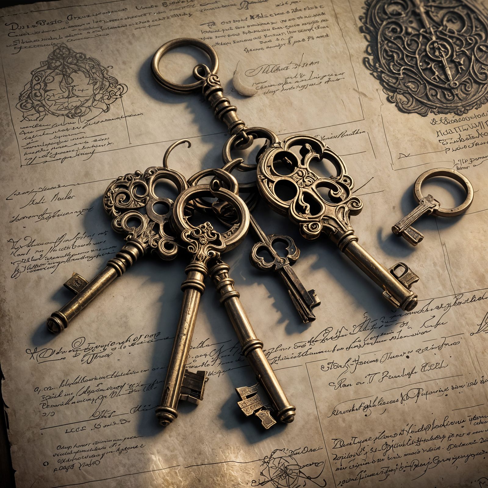 Antique Keys on Ring: Detailed Matte Painting
