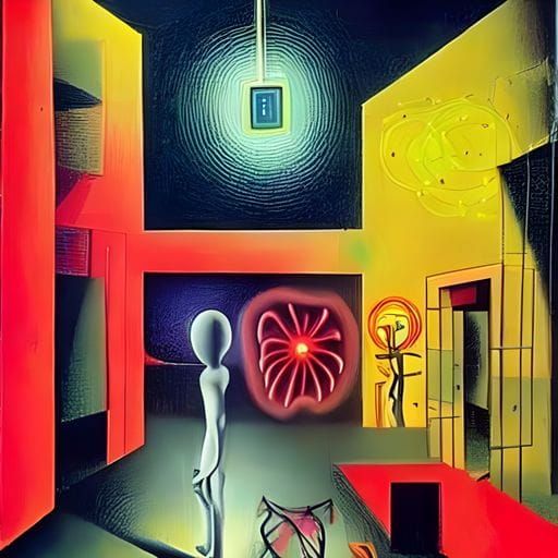 Eerie Back Street Scene with Person Walking