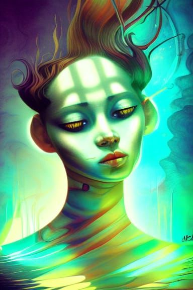 Glitch Art Maze with Twisted Rays