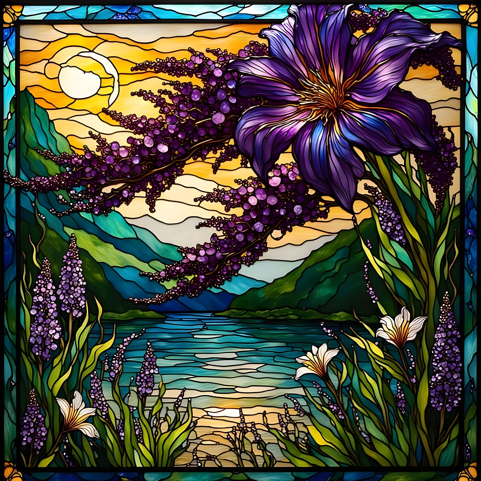 Stunning Hyperrealistic Stained Glass Window Depicting Respl...