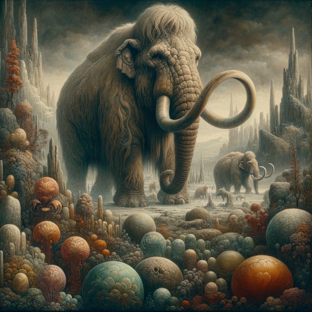 Colossal Mammoth Painting in Vintage Style