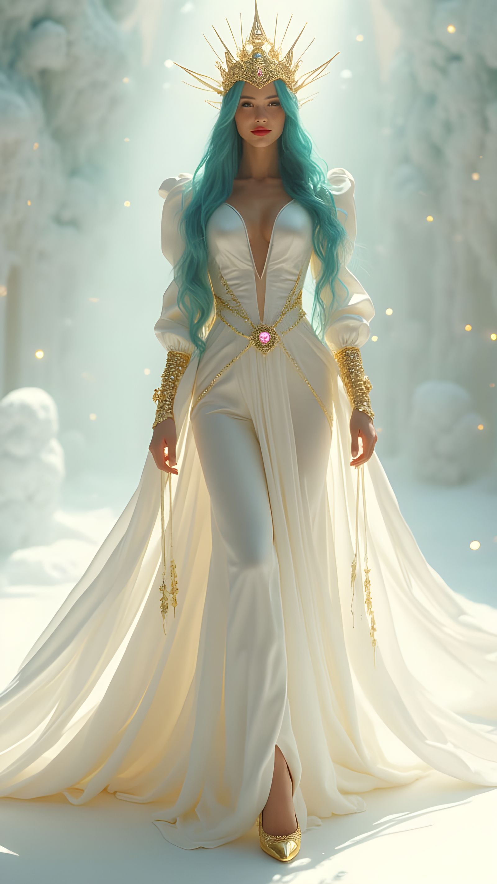 Celestial Nordic Woman in Gilded Couture