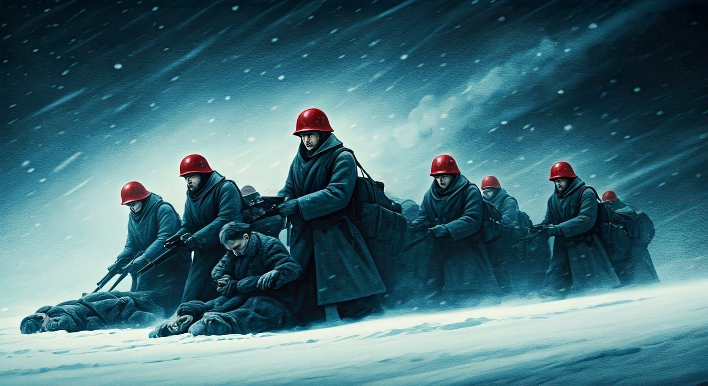 Desolate Post-Apocalyptic Winter Landscape in Cyberpunk Aest...