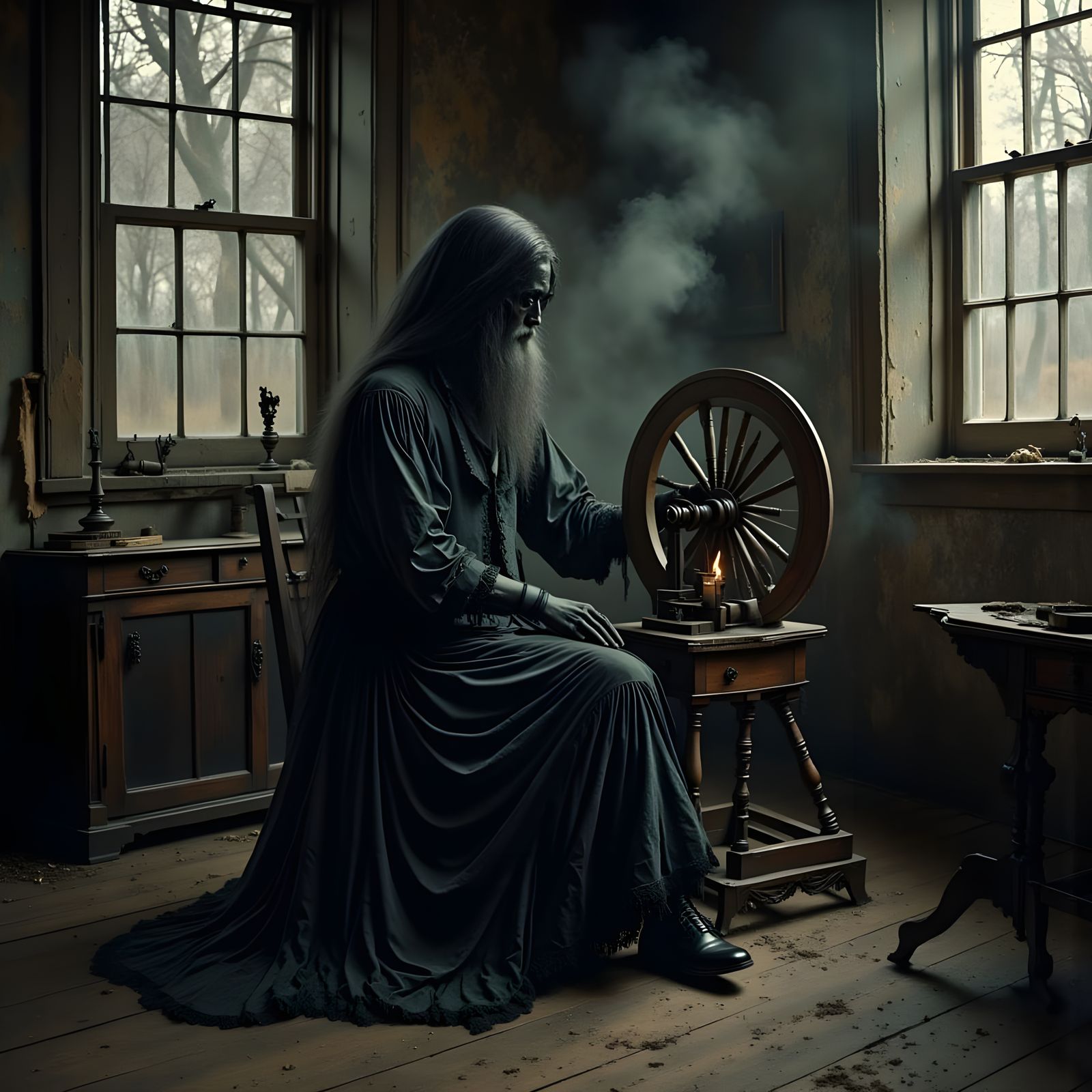 Mysterious Figure Spins at Vintage Wheel in a Haunted 19th C...
