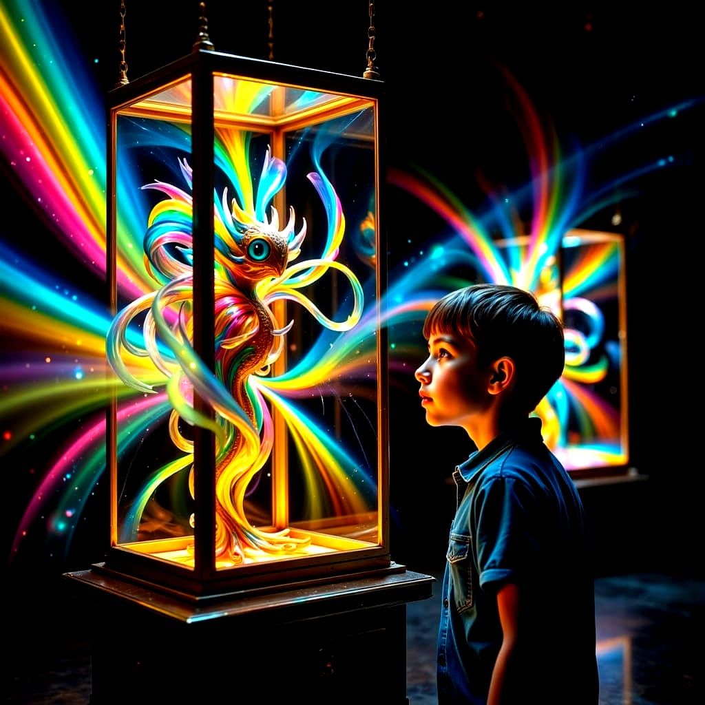 Rainbow Prisms with Deities: Ethereal Light Portrait