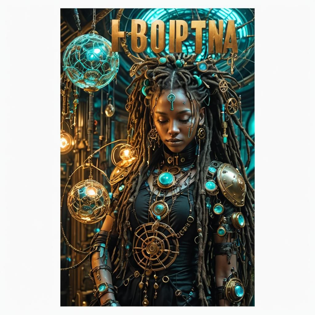 Bio-Cyber Woman in Steampunk Style