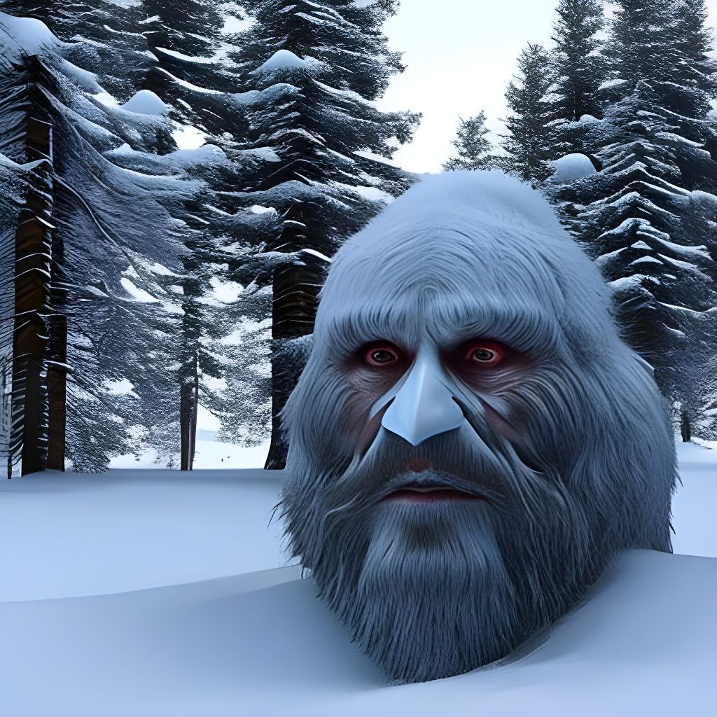 Hyperrealistic Yeti in Snowy Landscape