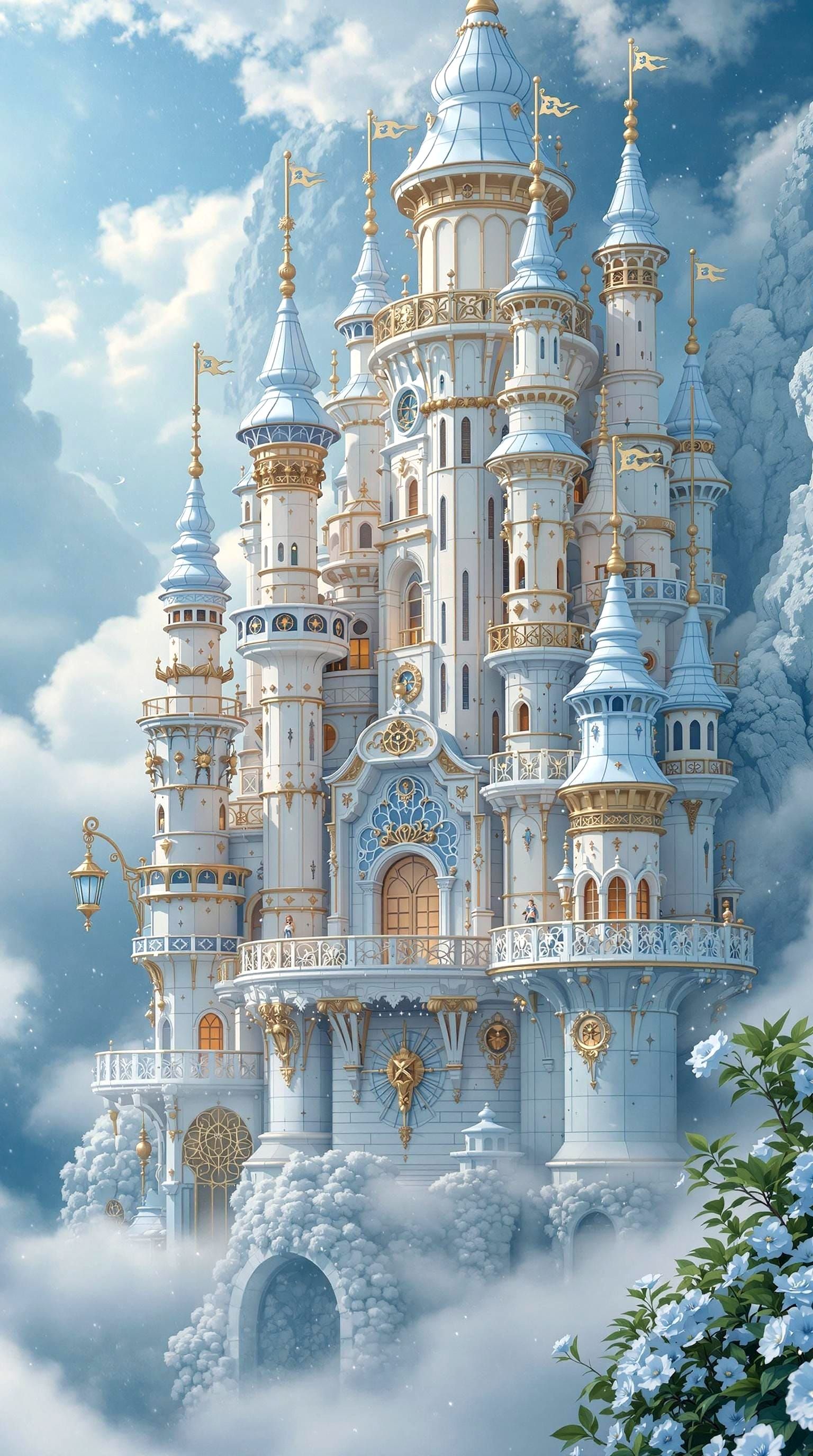 Whimsical Pastel Castle in the Air