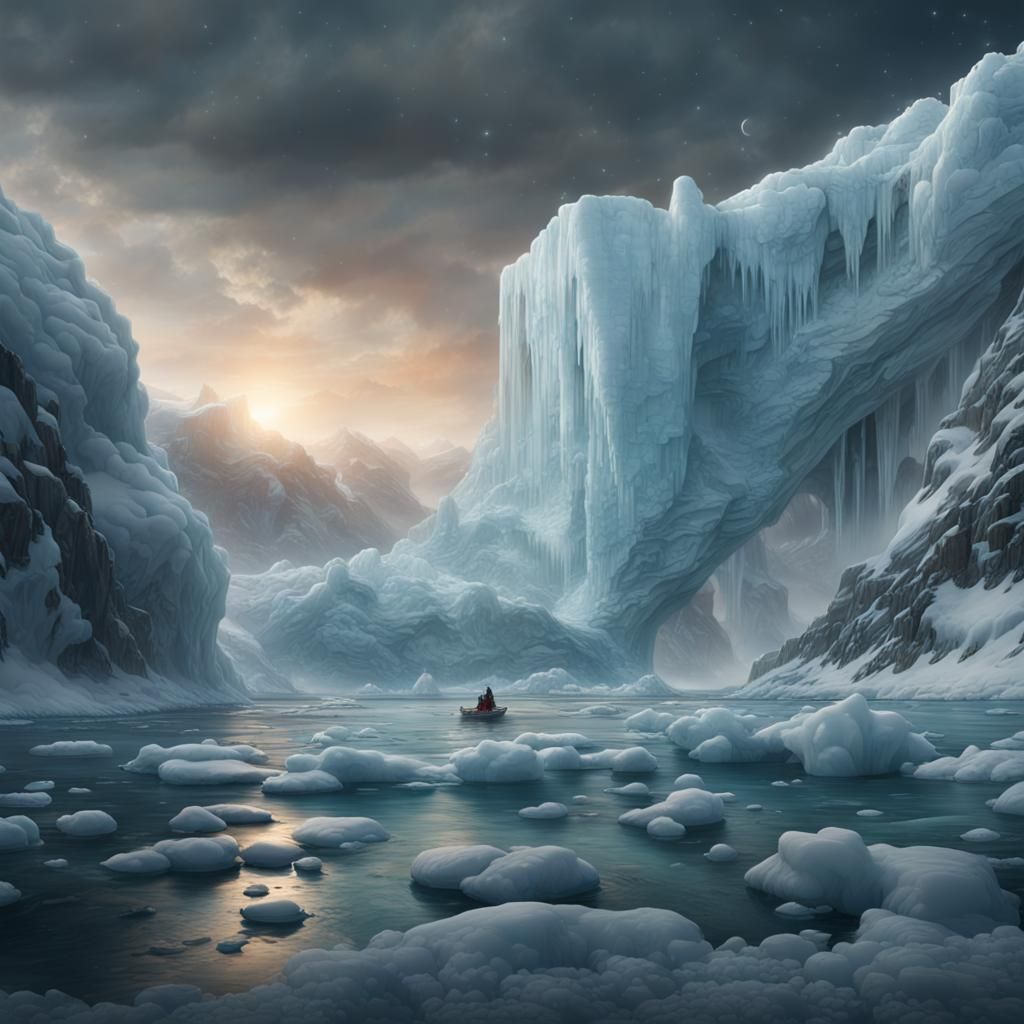 Epic Ice Landscape in Digital Matte Painting Style