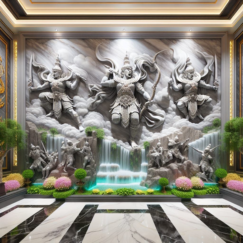Luxurious Temple Exterior in Vibrant Colors