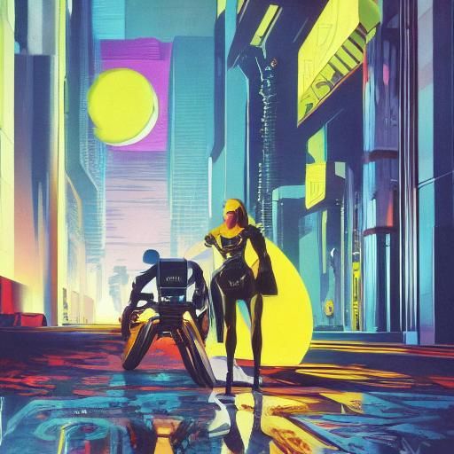 Cyberpunk 2099 Film Still: Neon Alleyway Encounter