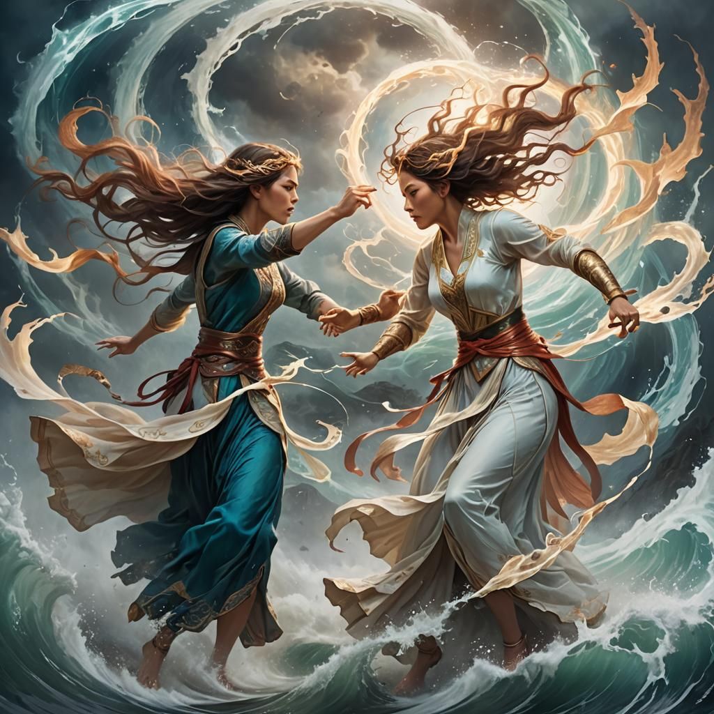 Mythical Women's Battle in an Ethereal Realm