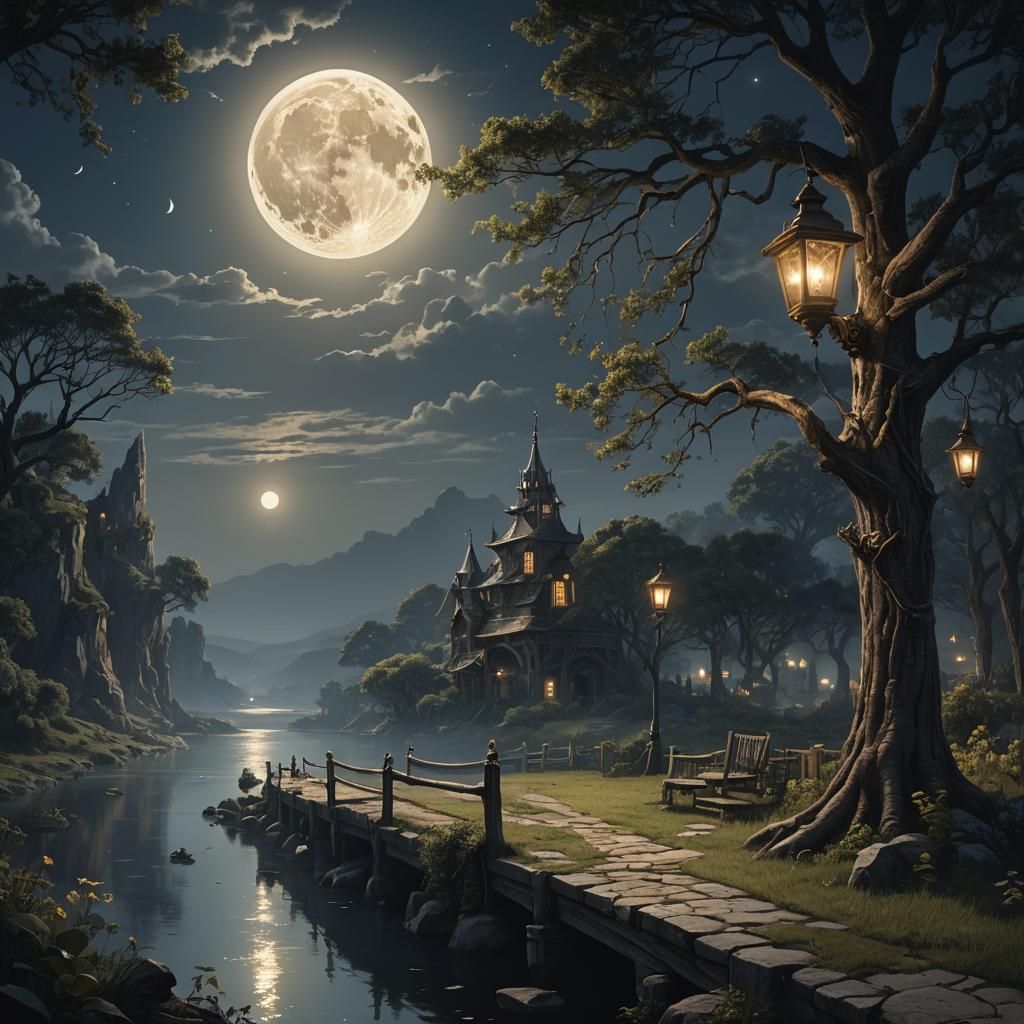 Moon as Pale Lantern: Dark Fantasy Concept Art