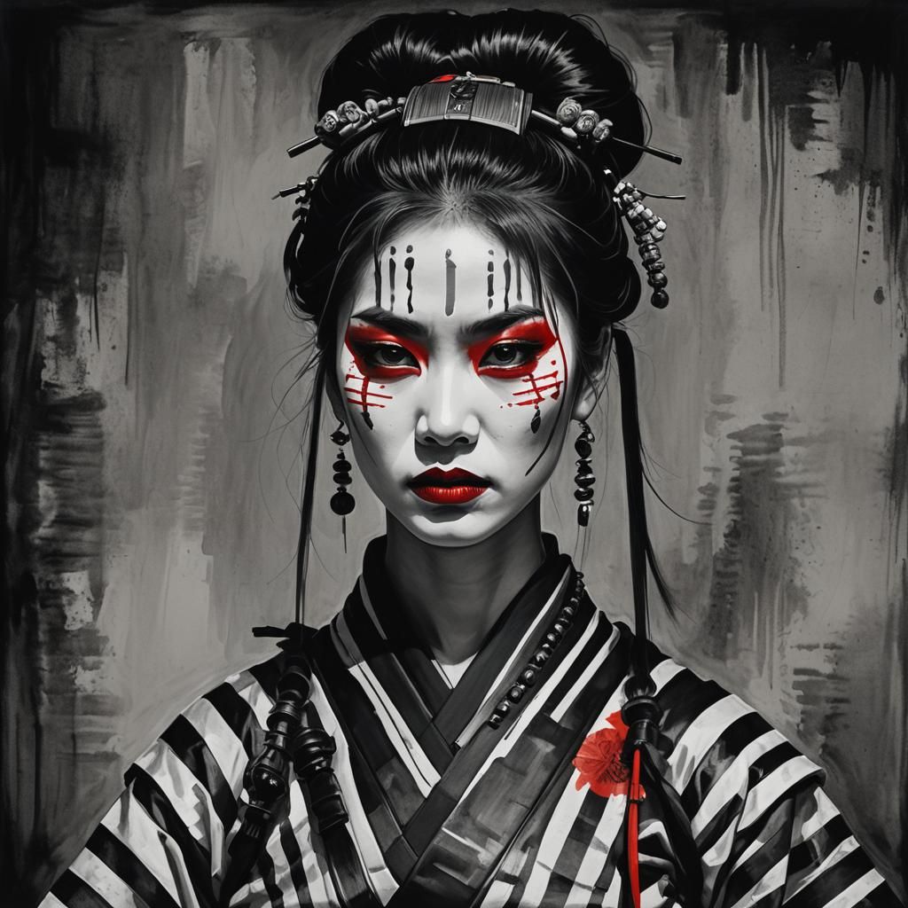 A captivating and conceptual portrait of a mysterious samura...