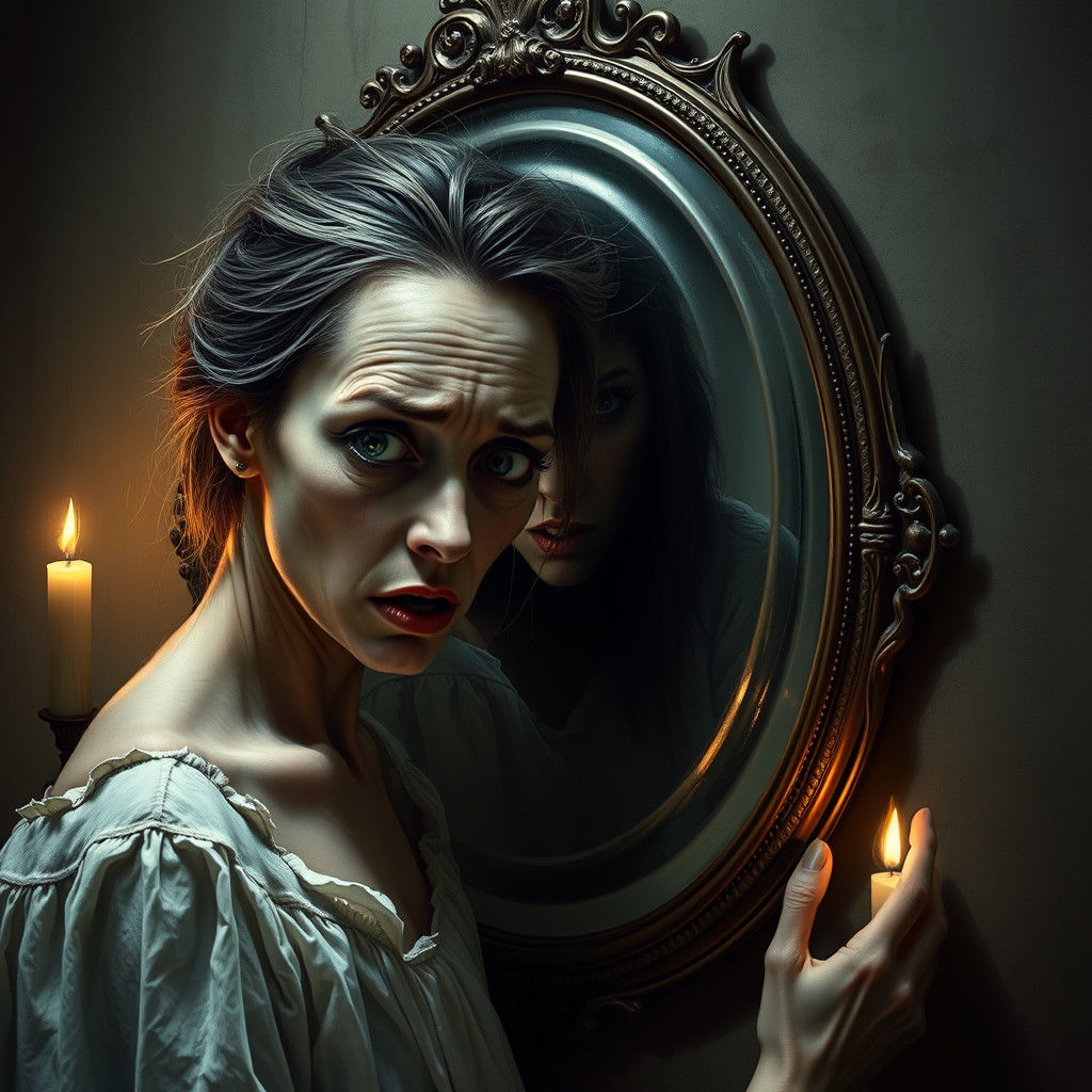 Terrified Woman and Malevolent Mirror Entity