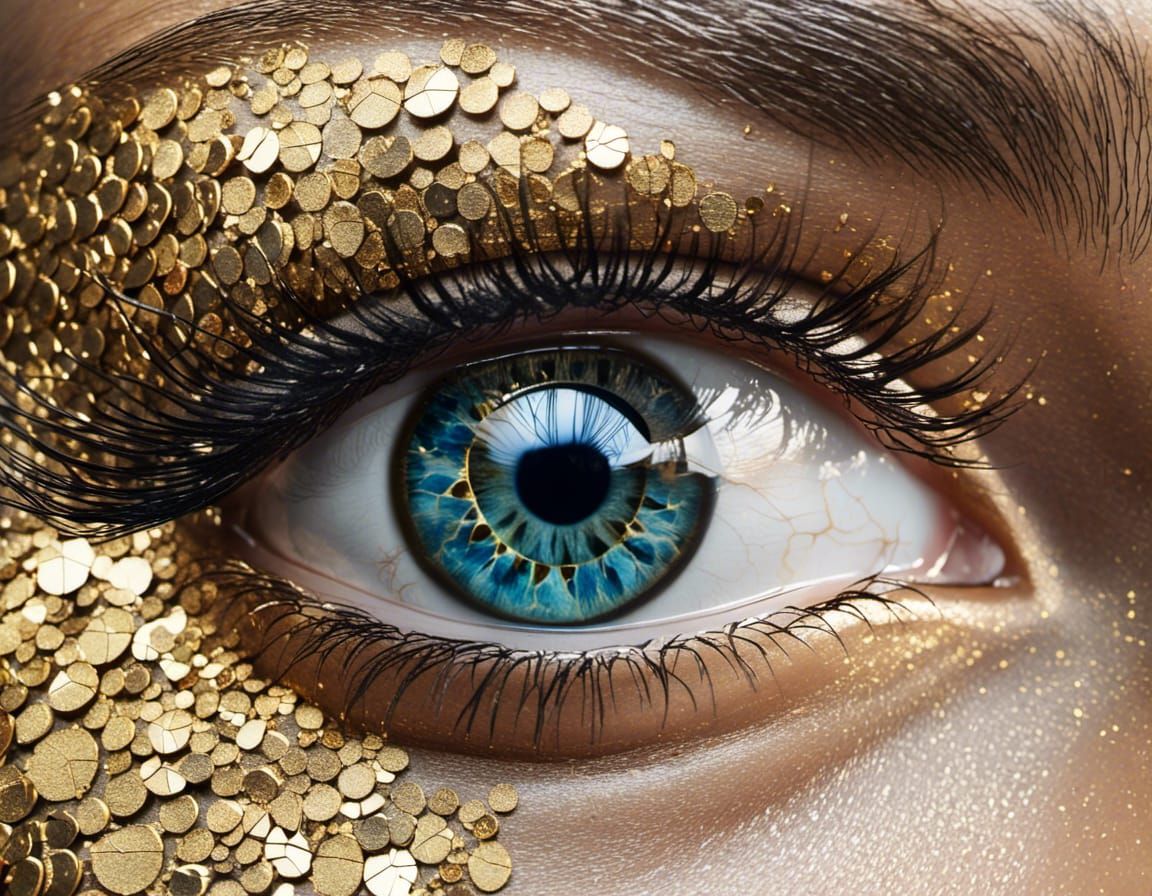 Detailed Human Eye Close-up in Digital Painting Style