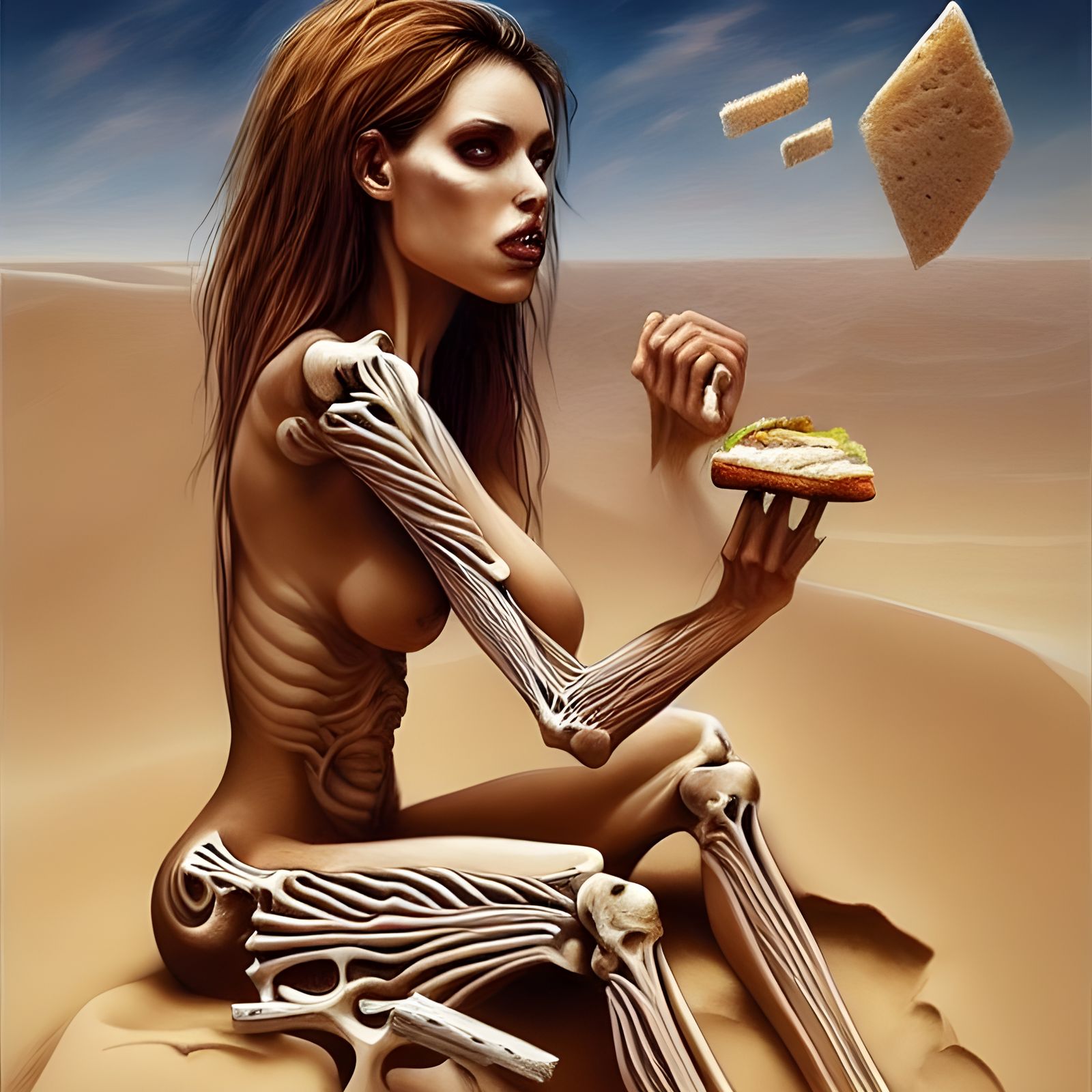 Sand Goddess Eating a Sandwich
