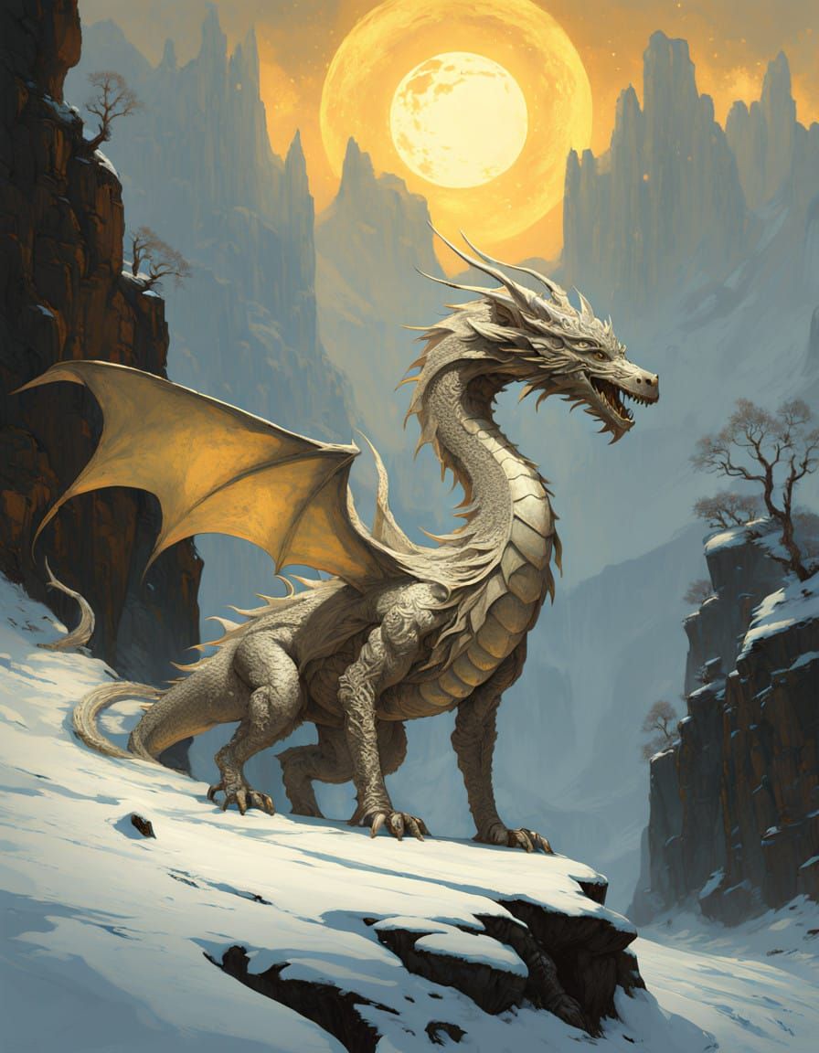 Silver Dragon Majestically Rises Above the Clouds in Lunar G...