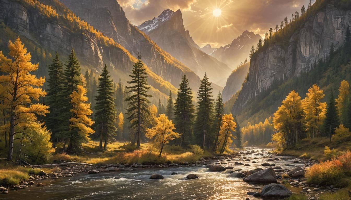 Golden Sunrise Over Untouched Mountain Wilderness