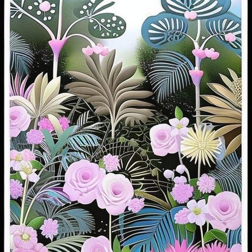 Lush Secret Garden with Luminescent Flowers