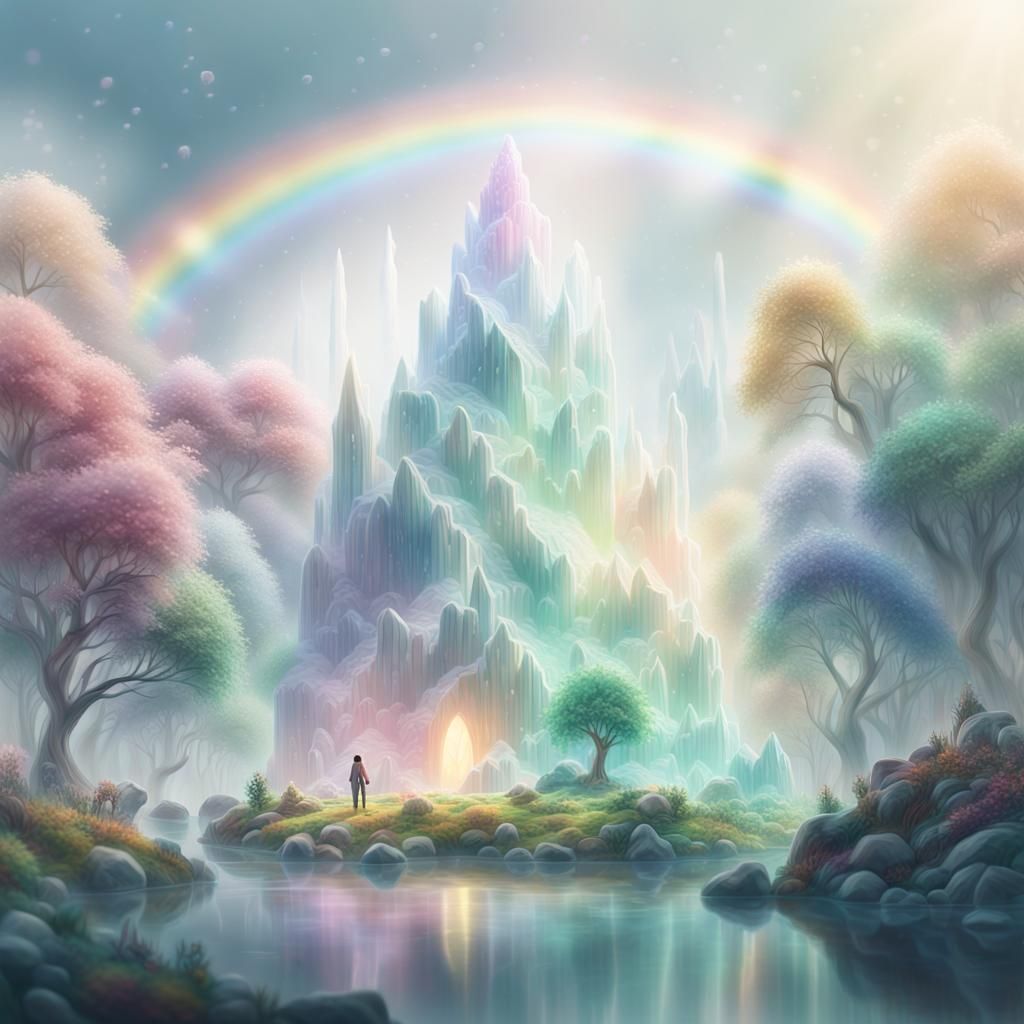 Luminous Crystal Farm in Dreamlike Environment