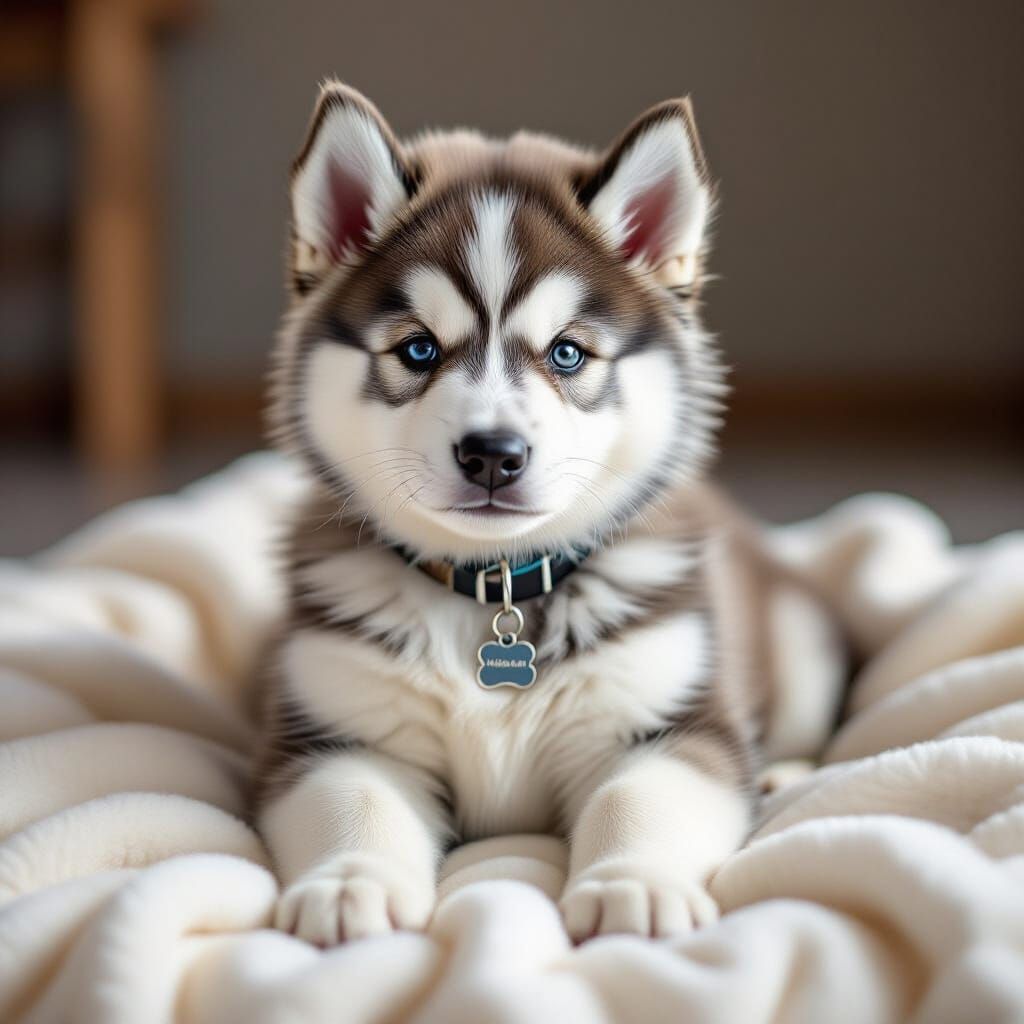 Adorable Alaskan Malamute Puppy Portrait