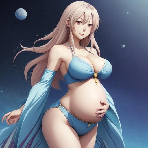 Pregnant Anime Girl Belly Display: Manga Style