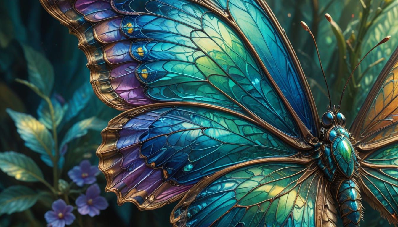 Macro Butterfly Wing: Iridescent Colors and Patterns