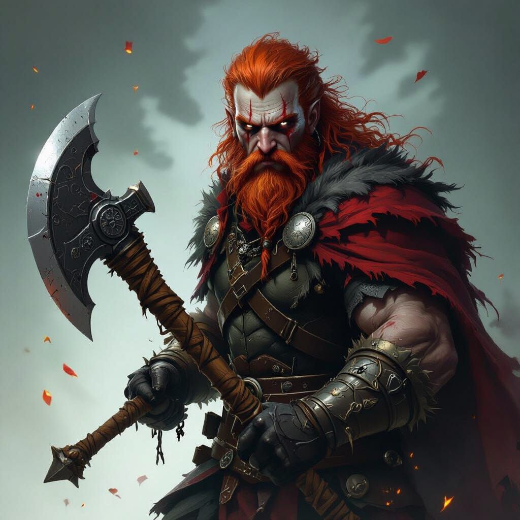 Red-Haired Hunter with White Eyes and Great Axe