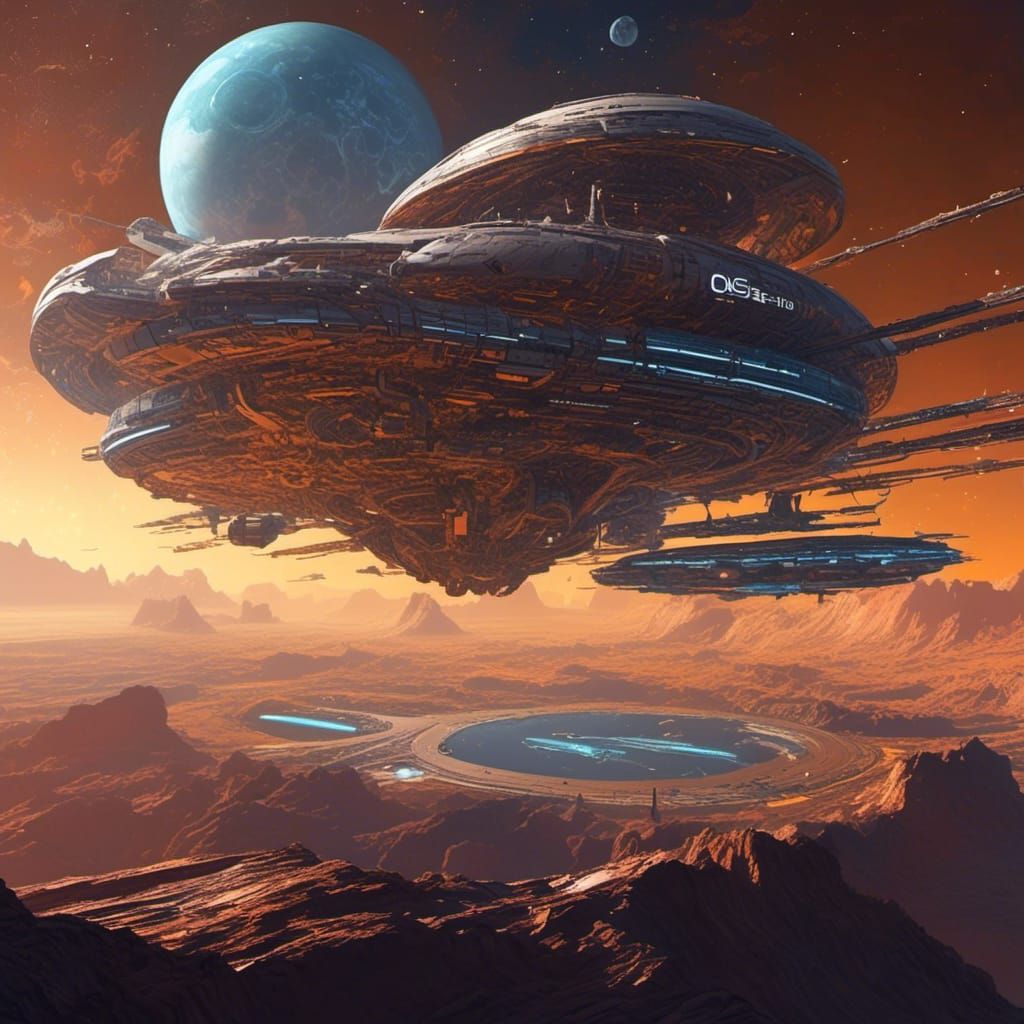 Gas Giant Orbit Station in Syd Mead Style