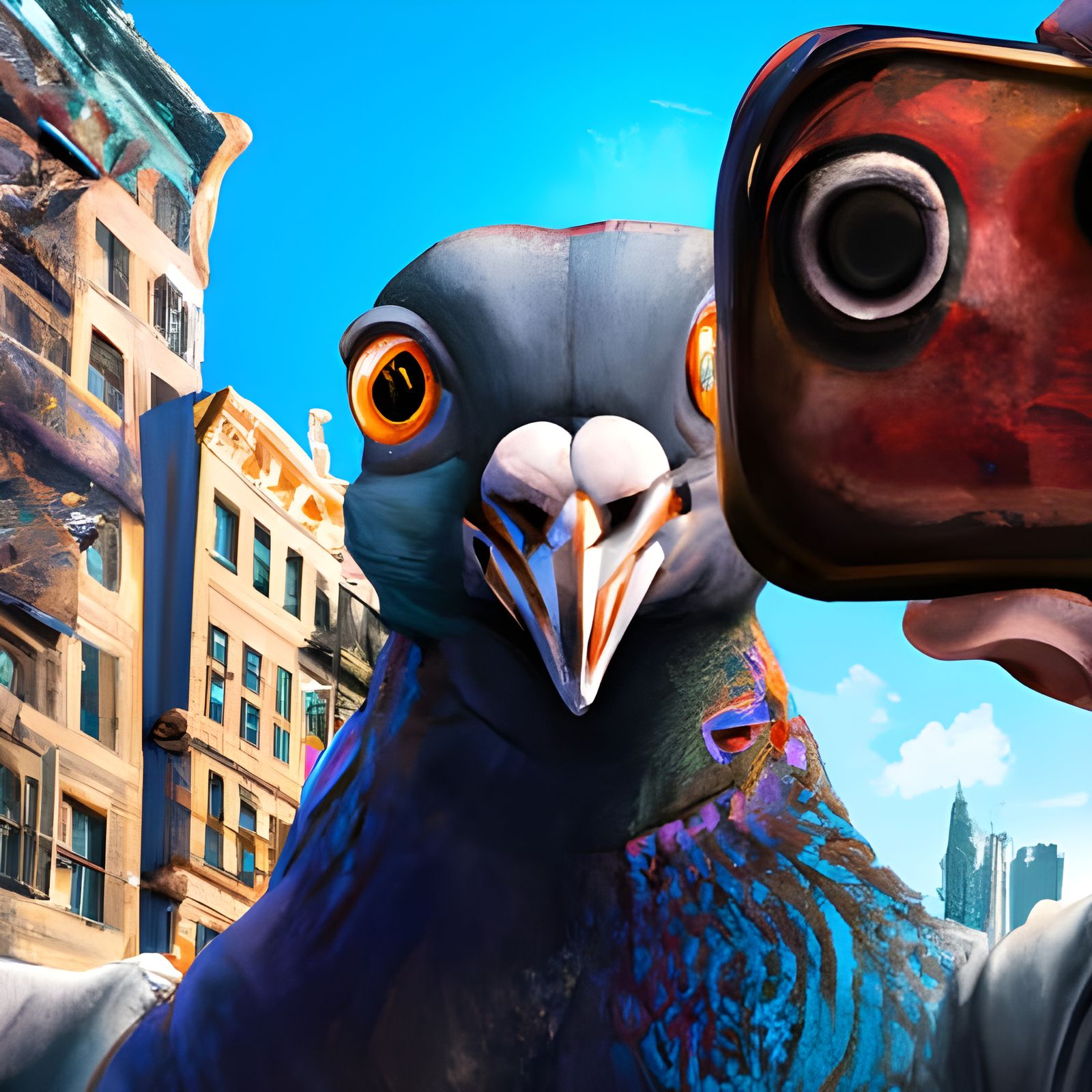 Pigeon's New York Selfie: Hyperdetailed Concept Art