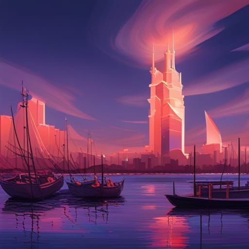 Psychedelic Lava Island Cloudscape in Digital Art Style