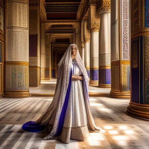 Opulent Persian Queen's Courtyard in Palace Garden