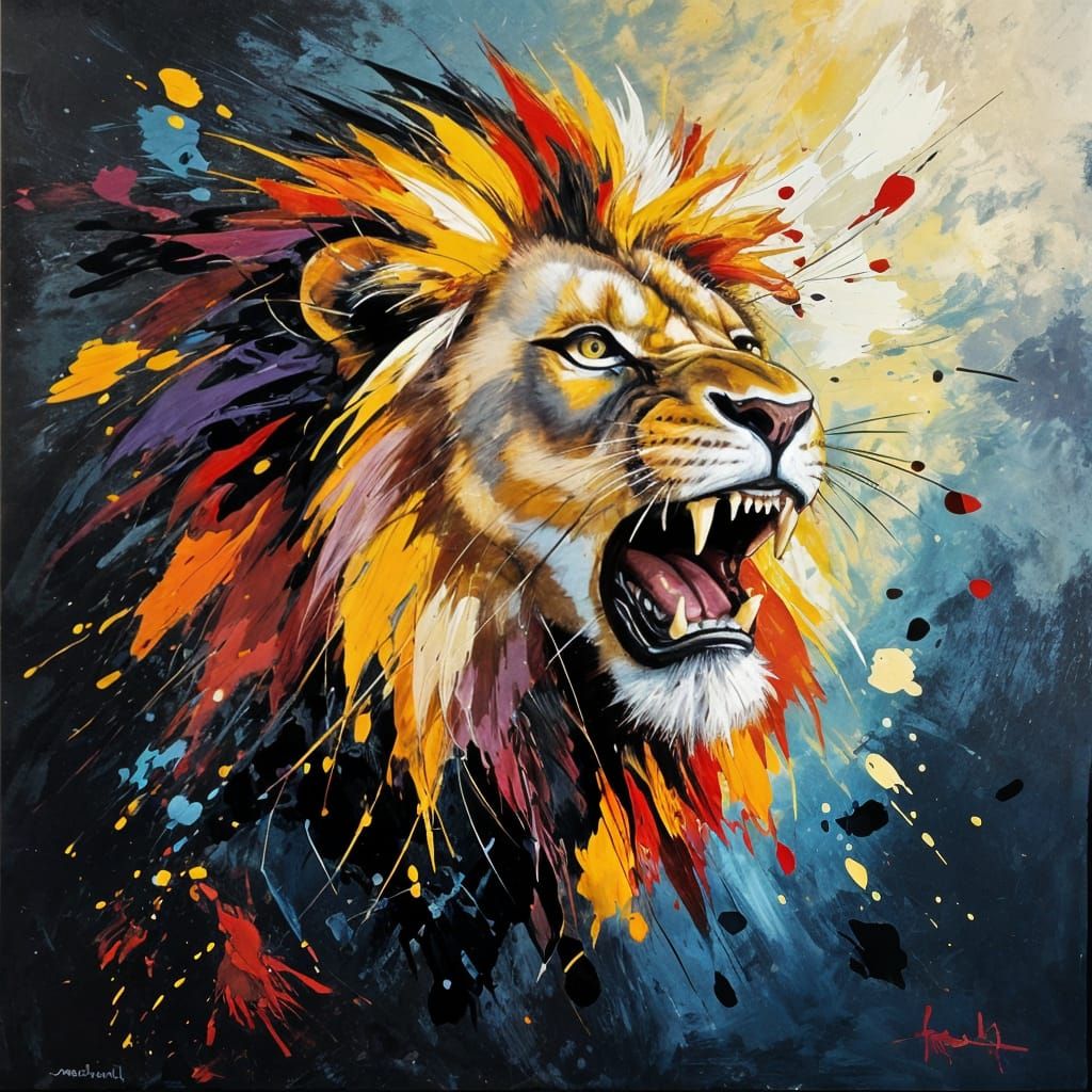 Roaring Lion Abstract Expressionism Painting
