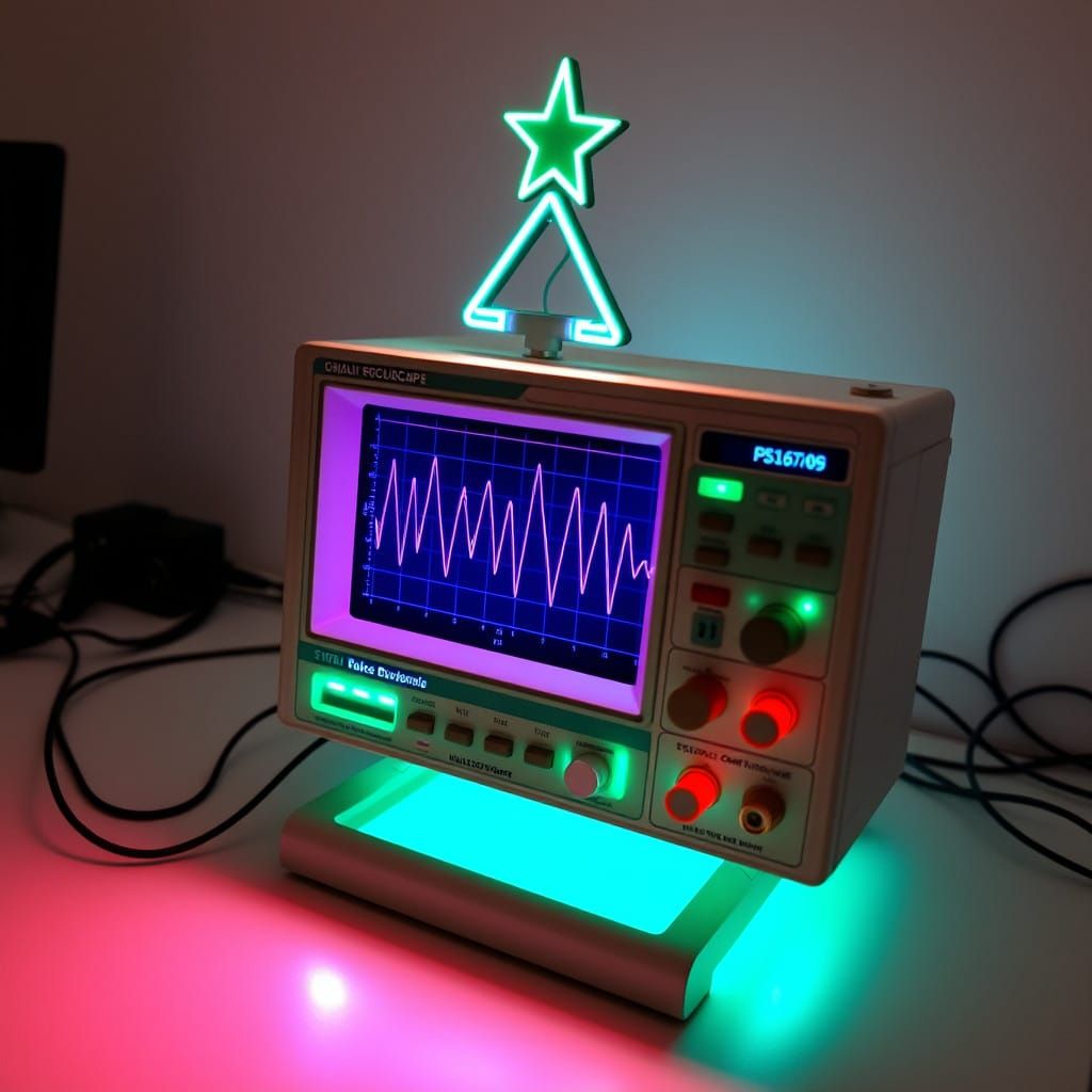 Christmas Tree Electronic Circuit in Oscilloscope Display