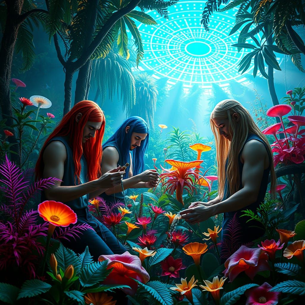 Luminous Forest Guardians in Harmony with Nature