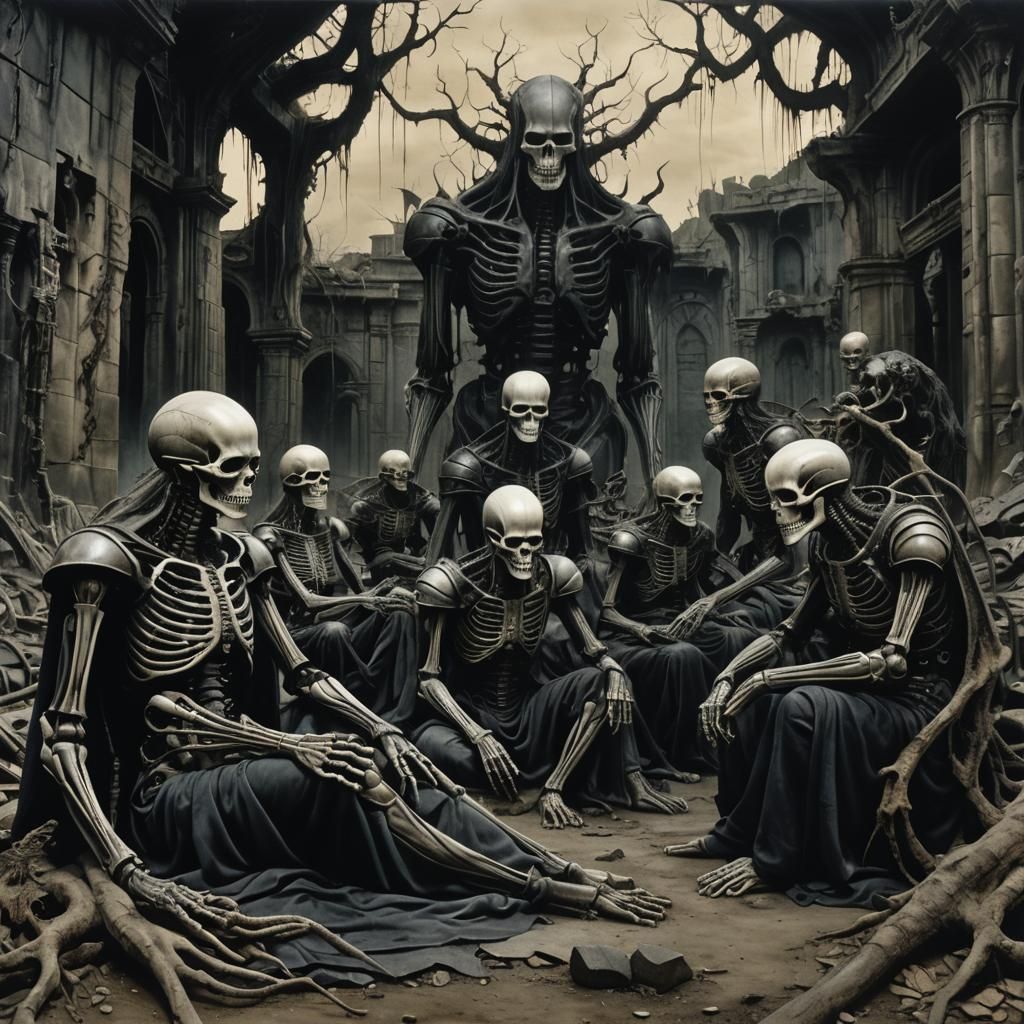 Biomechanical Picnic in Dark Fantasy Style