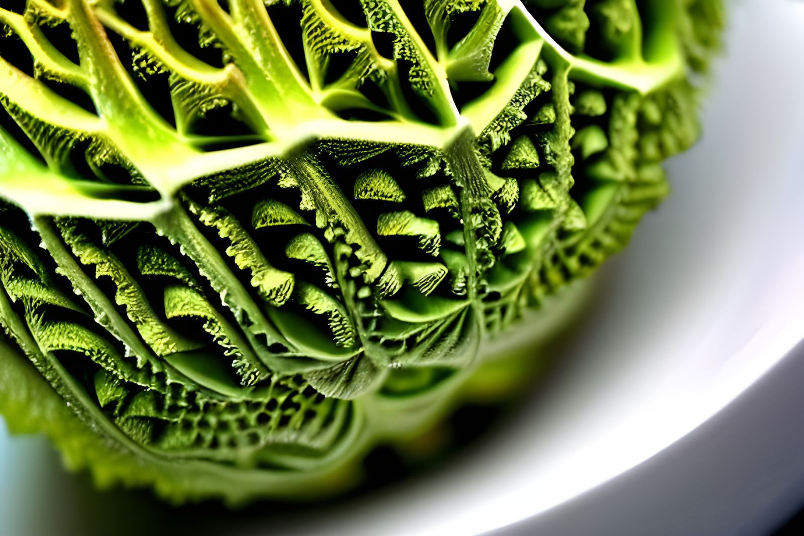 Macro Photorealistic Close-up of Romanesco Broccoli