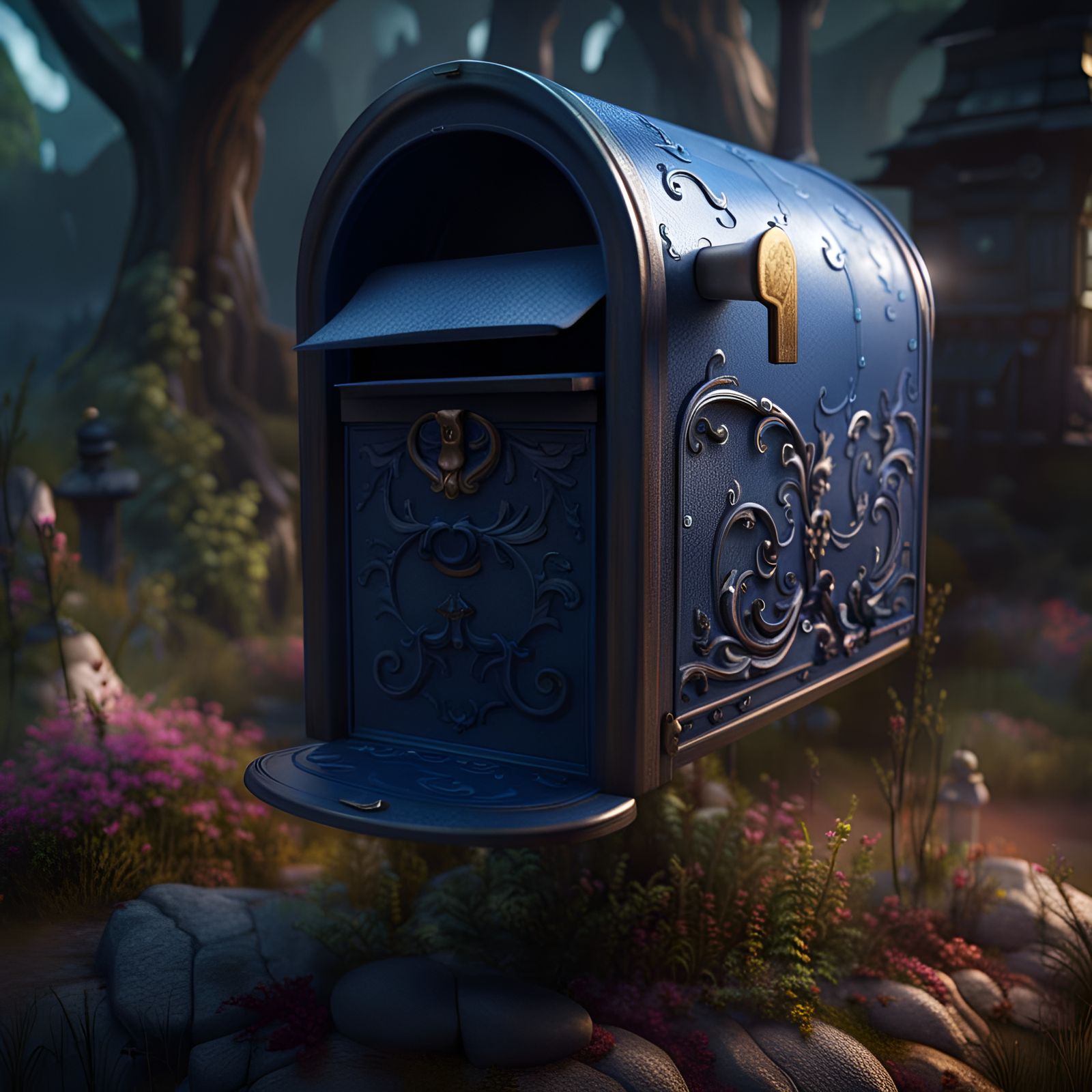 Fantastical Open Mailbox in Detailed Matte Painting