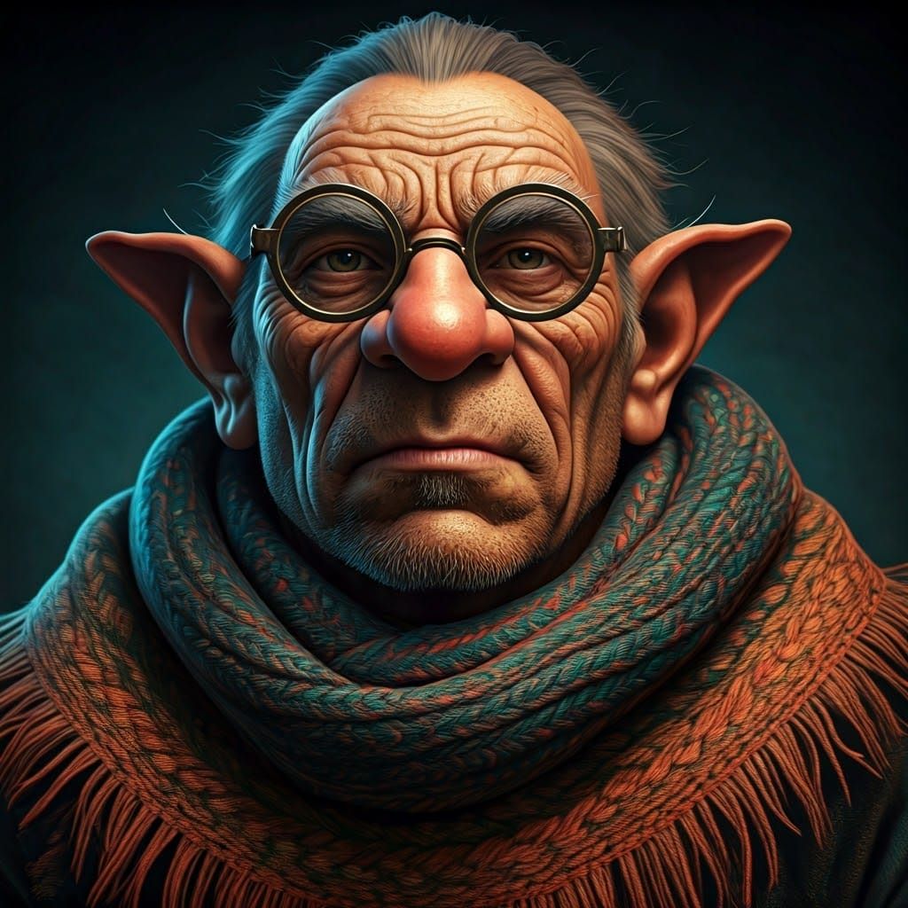 Grizzled Gnome Wizard in Brass-Plated Attire