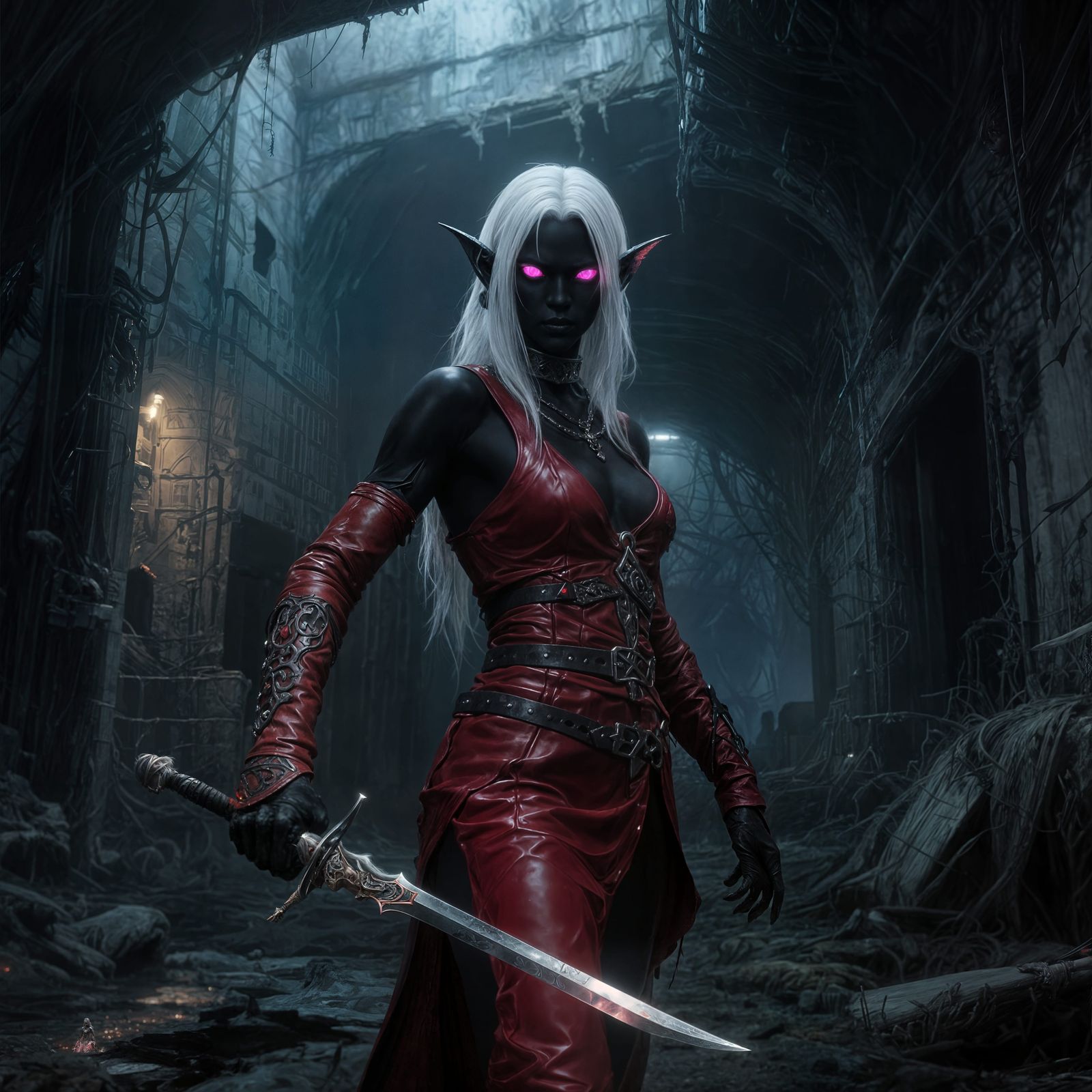 Drow Elf Lost in Forsaken Underground City