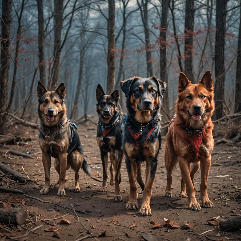 Hyperrealistic Portrait of the Dog Pack