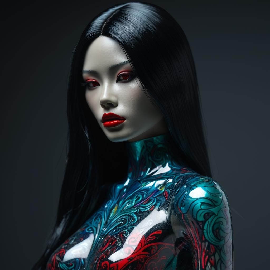 Eerie Dark Fantasy Portrait with Bioluminescent Details