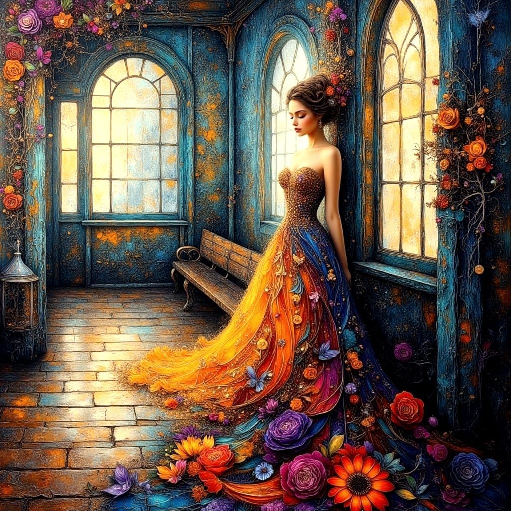 Bohemian Impasto Reunion Painting with Swirling Strokes