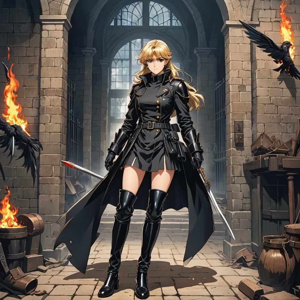 Woman as Prison Guard in Anime Style