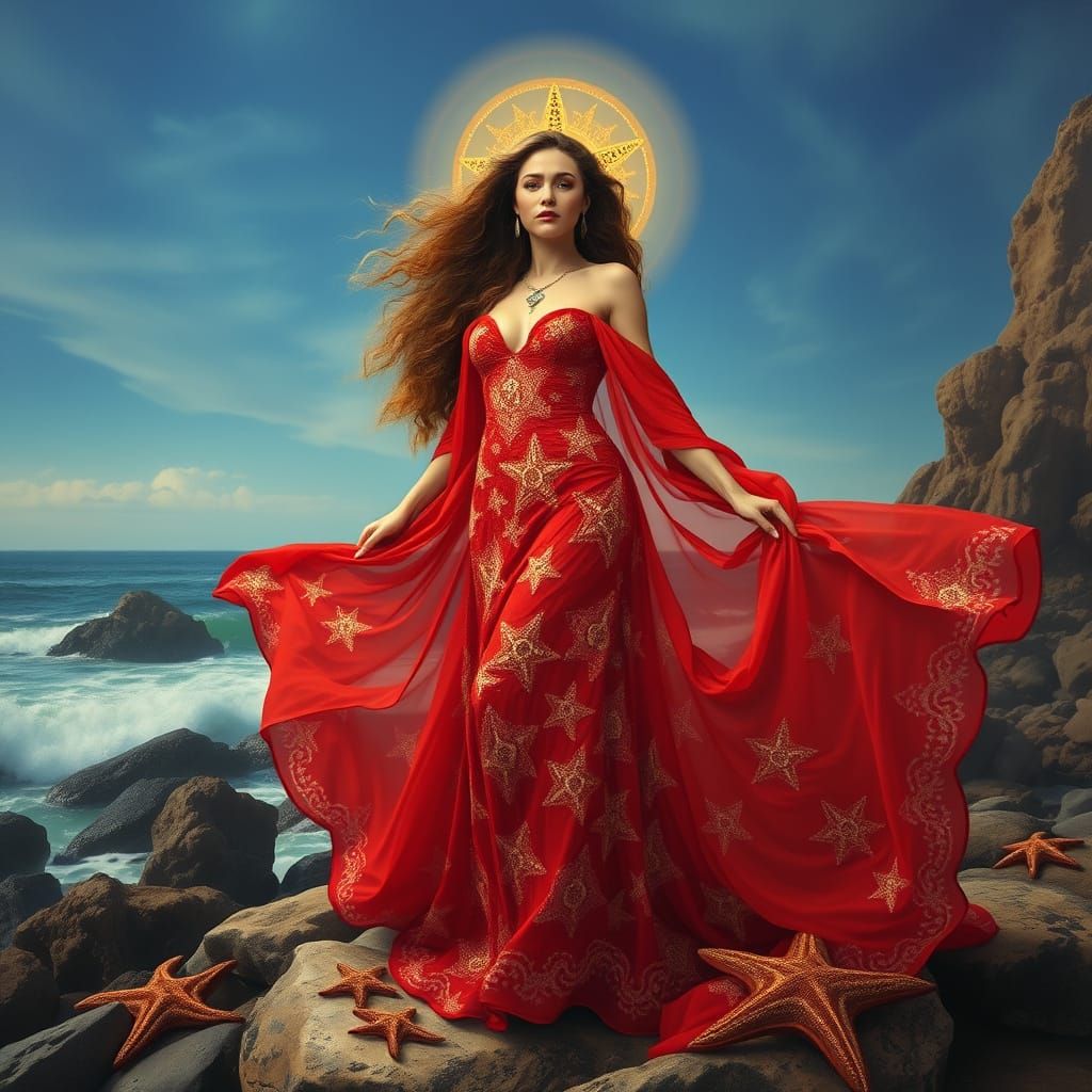 Surreal Starfish Goddess of California's Rocky Coastline