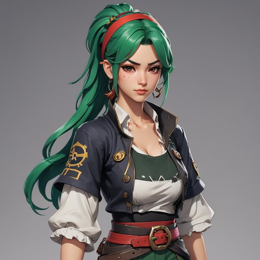 Kiriko Overwatch as Green Haired Pirate