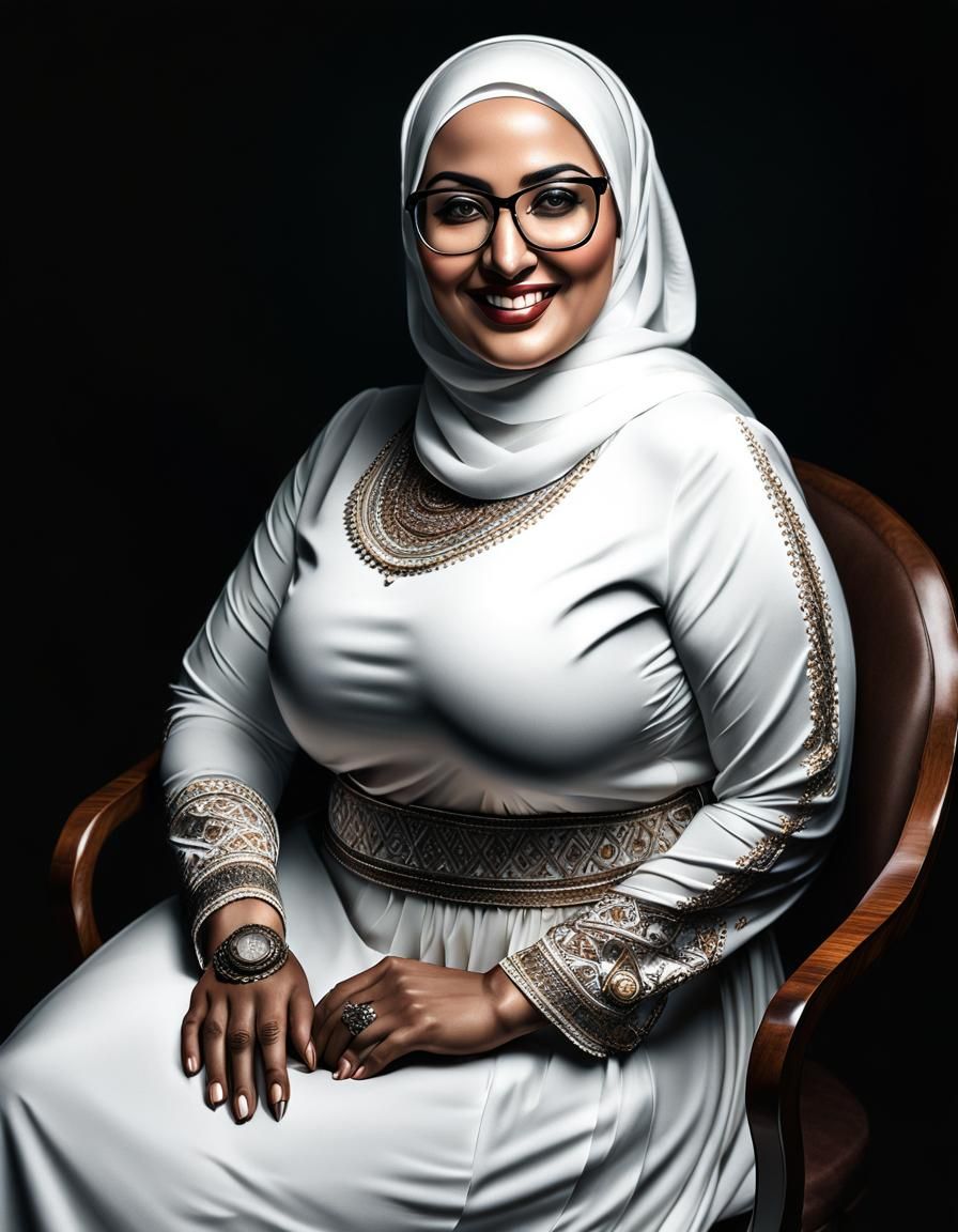 Watercolor Portrait of a Curvy Woman in Hijab