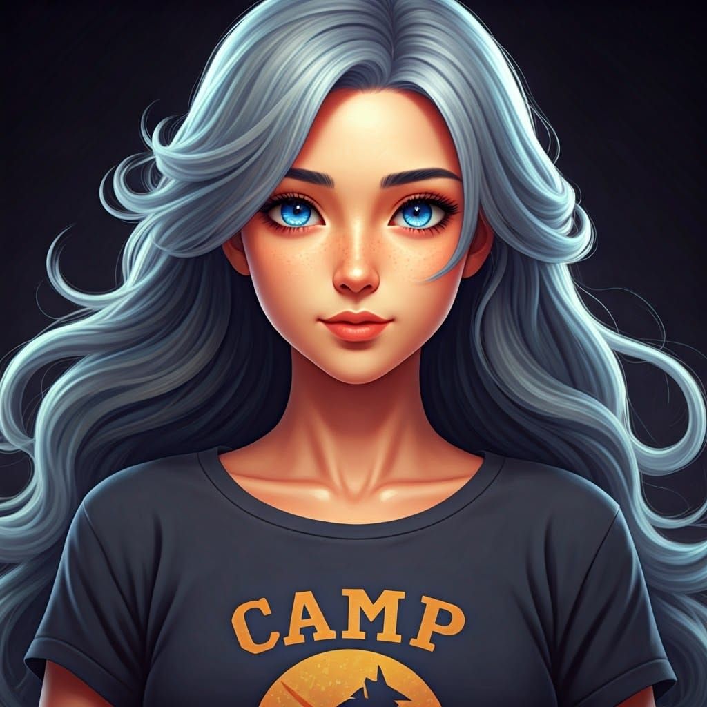 Anime Girl with Blue Hair in 3D Art Style